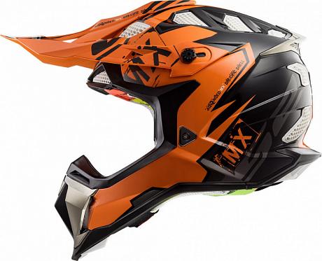 Кроссовый шлем LS2 MX700 Subverter Emperor Черно-оранжевый S