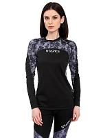 Термокофта женская Starks Long Shirt Coolmax черная с принтомм
